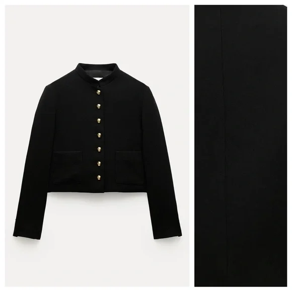 NWT. Zara ZW Collection Black Cropped Jacket. Size L. - Picture 4 of 9